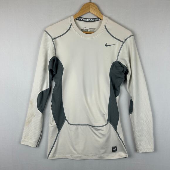 Nike Pro Combat Hyperwarm Shield Long Sleeve Compression Shirt White Size XL - Picture 1 of 12